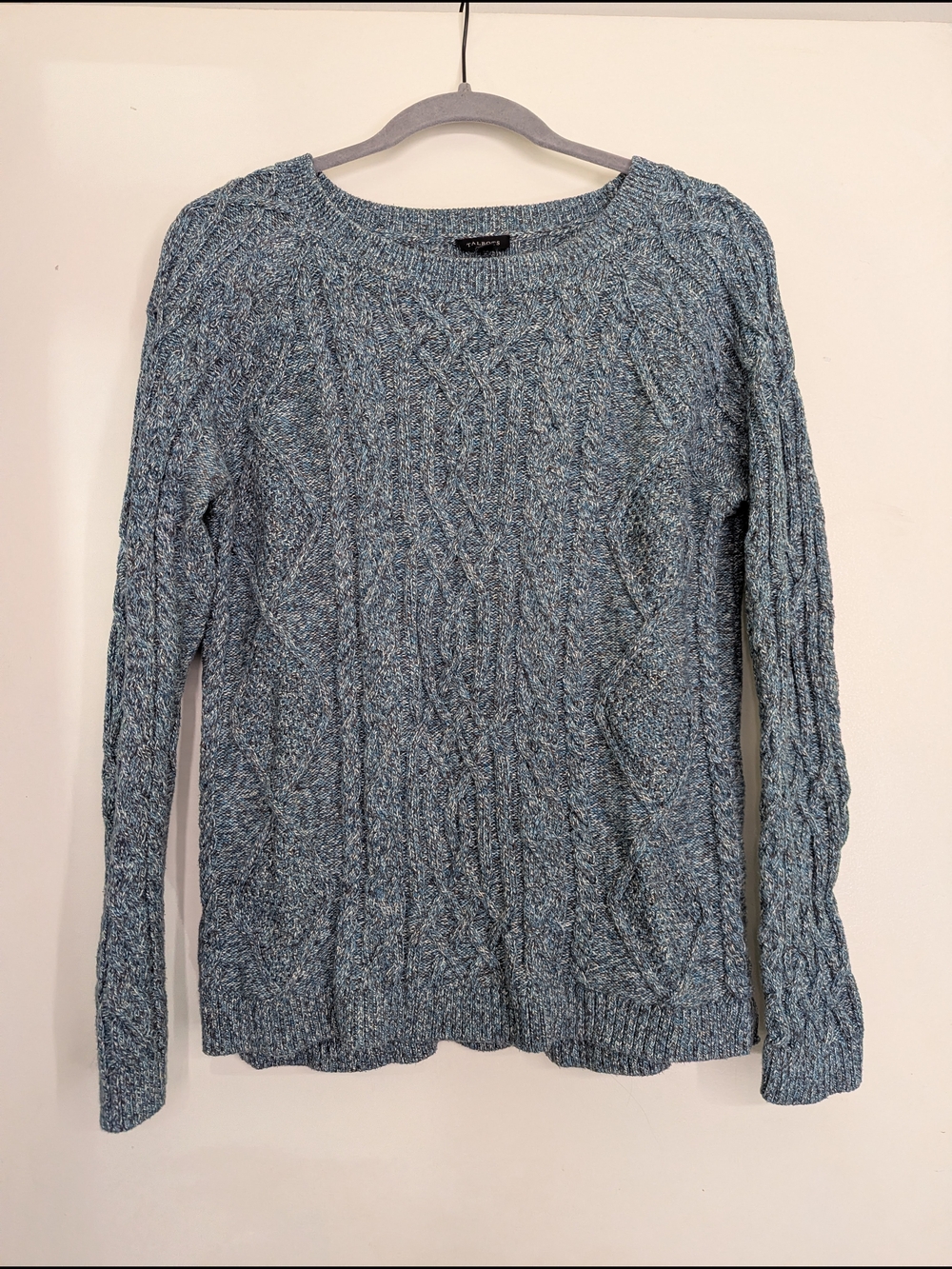 Talbots Blue Cable Knit Scoop Neck Sweater